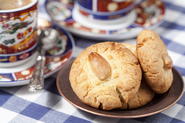 Homemade turkish cookies with almond and coffee