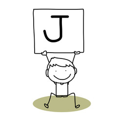 hand drawing cartoon happiness alphabet