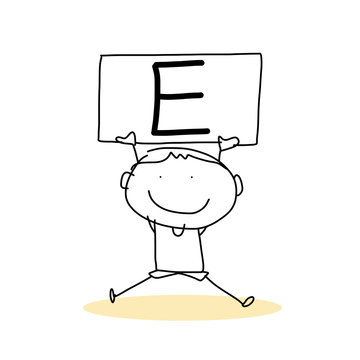 hand drawing cartoon happiness alphabet