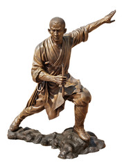 Shaolin warriors monk bronze statue in Viharn Sien