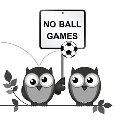 Monochrome comical no ball games sign