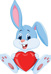 Obraz na płótnie Canvas Cute rabbit holding red hat