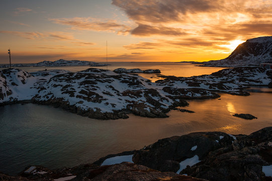 Sunset view at Sisimiut, Greenland.
