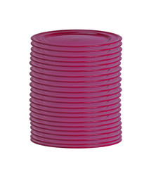 Many colorful plates isolated on white