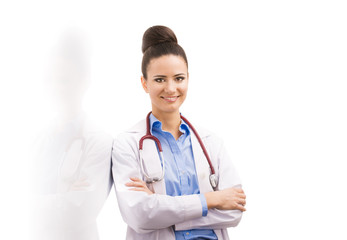 Fototapeta premium Doctor woman with stethoscope