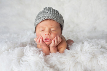 Newborn Boy with Newsboy Hat