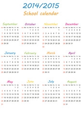 School calendar 2014/2015