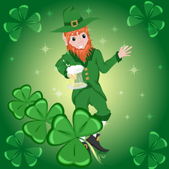 Leprecauno e trifogli sfondo