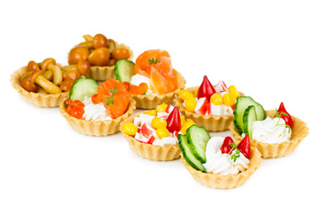 Set of tartlets with different stuffings