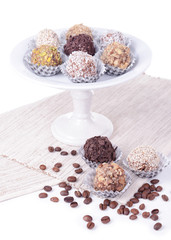 Set of chocolate candies isolated on white