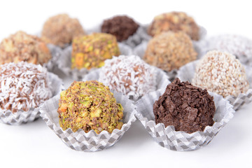 Set of chocolate candies close-up