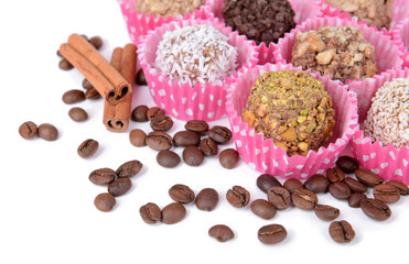 Set of chocolate candies close-up