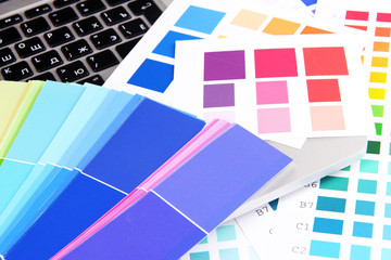 Color samples on keyboard close up