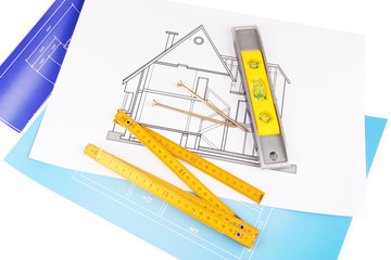 Tools on drawing close up