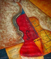 Foto op Plexiglas Ölgemälde Gemälde Kunstdruck Violine Musik © artefacti