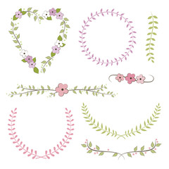 Wedding set: wreath, laurel, flowers