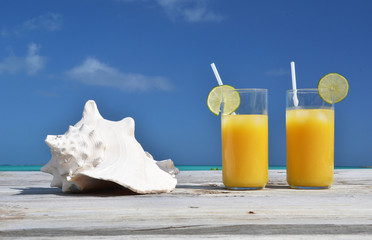 Glass of orange juice. Exuma, Bahamas