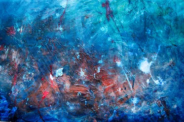 Poster Im Rahmen Abstrakte Kunst Gemälde Ölgemälde Kunstdruck blau © artefacti