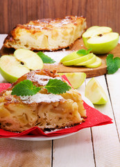 Apples pie and mint leaves