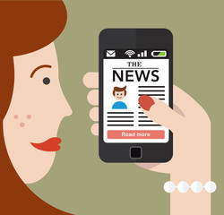 Woman checking the news on a Smartphone