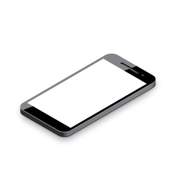 Mobile phone isolated on white. Realistic 3d smartphone vector.