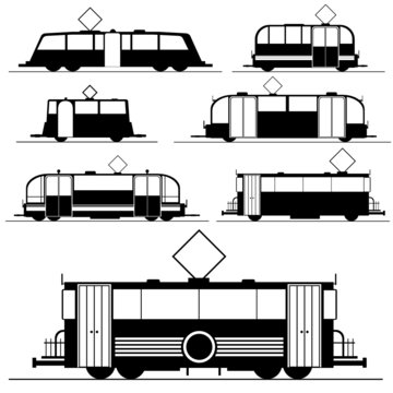 tram vector illustration in black