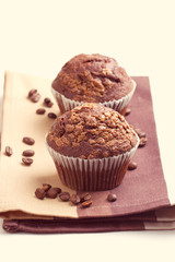 two chocolate muffins