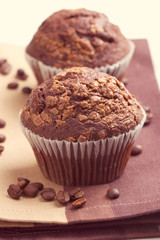 two chocolate muffins