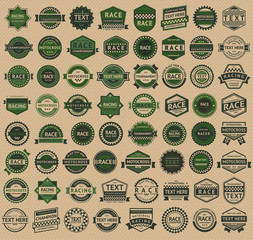 Racing badges - vintage style, big green set