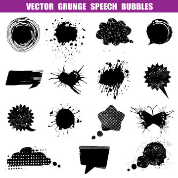 Grunge Speech Bubbles - Various Shapes - for design or scrapbook