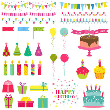 Happy Birthday and Party Set - for design and scrapbook