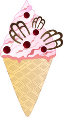 cranberries icecream on the white background