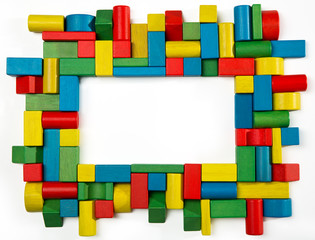 Toys blocks frame, multicolor wooden building game bricks