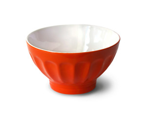 Red bowl on white background