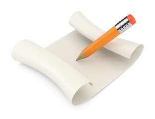 Scroll and pencil