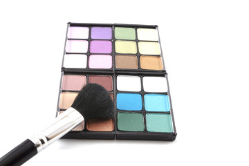 Makeup set on white background