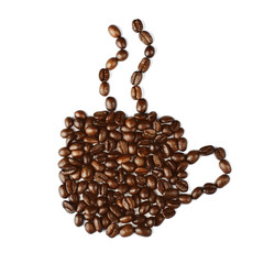 Cup of coffee made with coffee beans