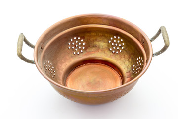 old copper colander