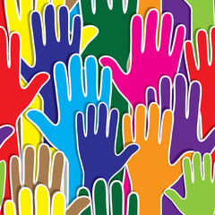 Obraz premium People hand like heart united seamless background.