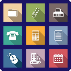 Set of flat office icons