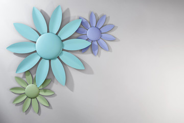 Trio of Pastel Spring Flowers over White Background