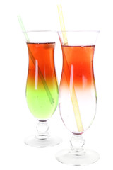 Glasses of cocktails isolated on white