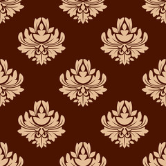 Brown floral seamless pattern