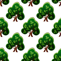 Fresh green spring trees seamless pattern