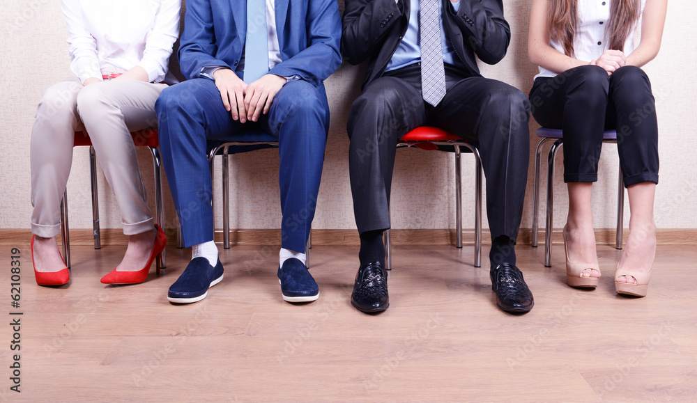 Wall mural business people waiting for job interview