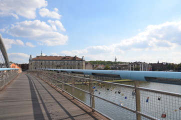 Le pont Kladka bernatka, la Vistule, Cracovie