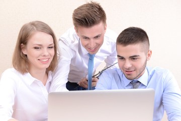 Fototapeta premium Successful young businesspeople working at office