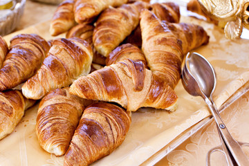 Croissant bread on buffet line