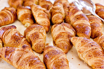 Croissant bread on buffet line