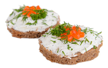 Delicious canapes isolated on white